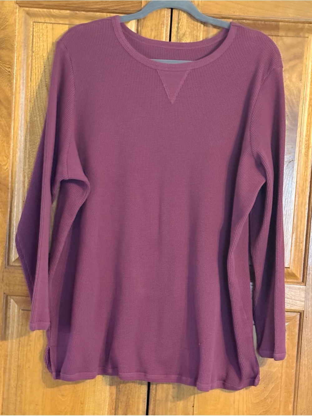 Woman Within Long Sleeve Thermal Sweatshirt 22/24 Deep Claret